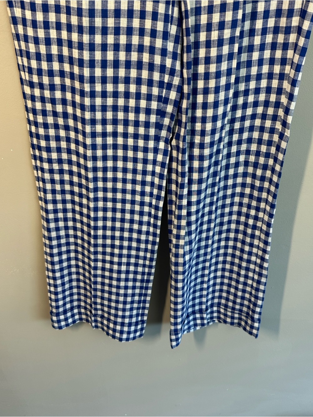 J. Crew Blue And White Linen Gingham Pants Trousers Slacks Size 00 - Picture 6 of 16